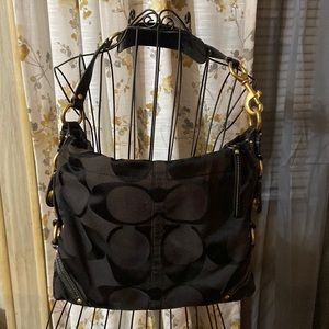 Preloved Authentic Coach black saddle carly signature bag